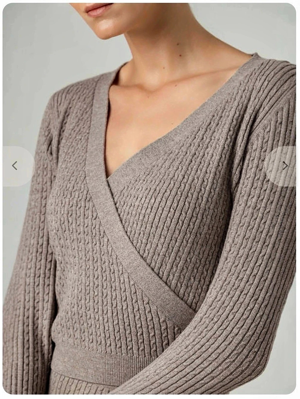 Sundays Wrap Knit Sweater Ribbed Wrap V-Neck Sweater Size Small